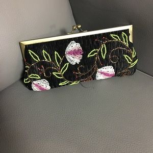 Black beaded colorful clutch